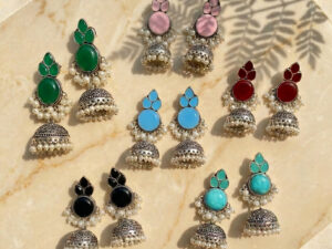 Round Petals Style Silver Jhumkey
