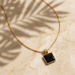 Square Black Stone Style Necklace