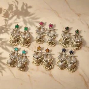 Floral petal-style jhumka earrings