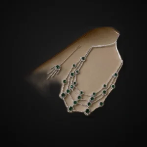 AMERICAN ZIRCON CUT EMERALD STONE STYLE SET