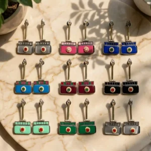 Rectangular oxidized earrings