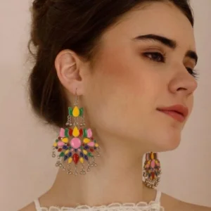 Petals Style long Earrings- Multi