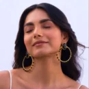 Round Stone Hoops Style Earrings