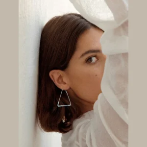 Silver Triangular Hoops