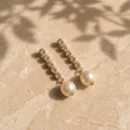 Crystal Style Long Earrings with Pearls