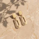 Rectangular style Greenish Beige Earrings