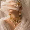 Golden Rhinestones with Pearls Style Bridal Set