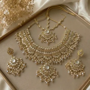 SHISHA KUNDAN SET WITH CHAMPAGNE STONES