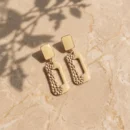 Rectangular style Greenish Beige Earrings